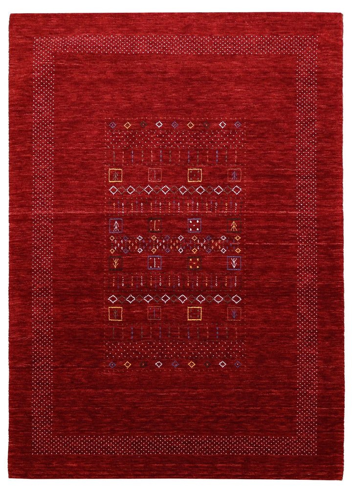 Red Contemporary Center Design Hand Loomed Wool Area Rug - The Rug Decor