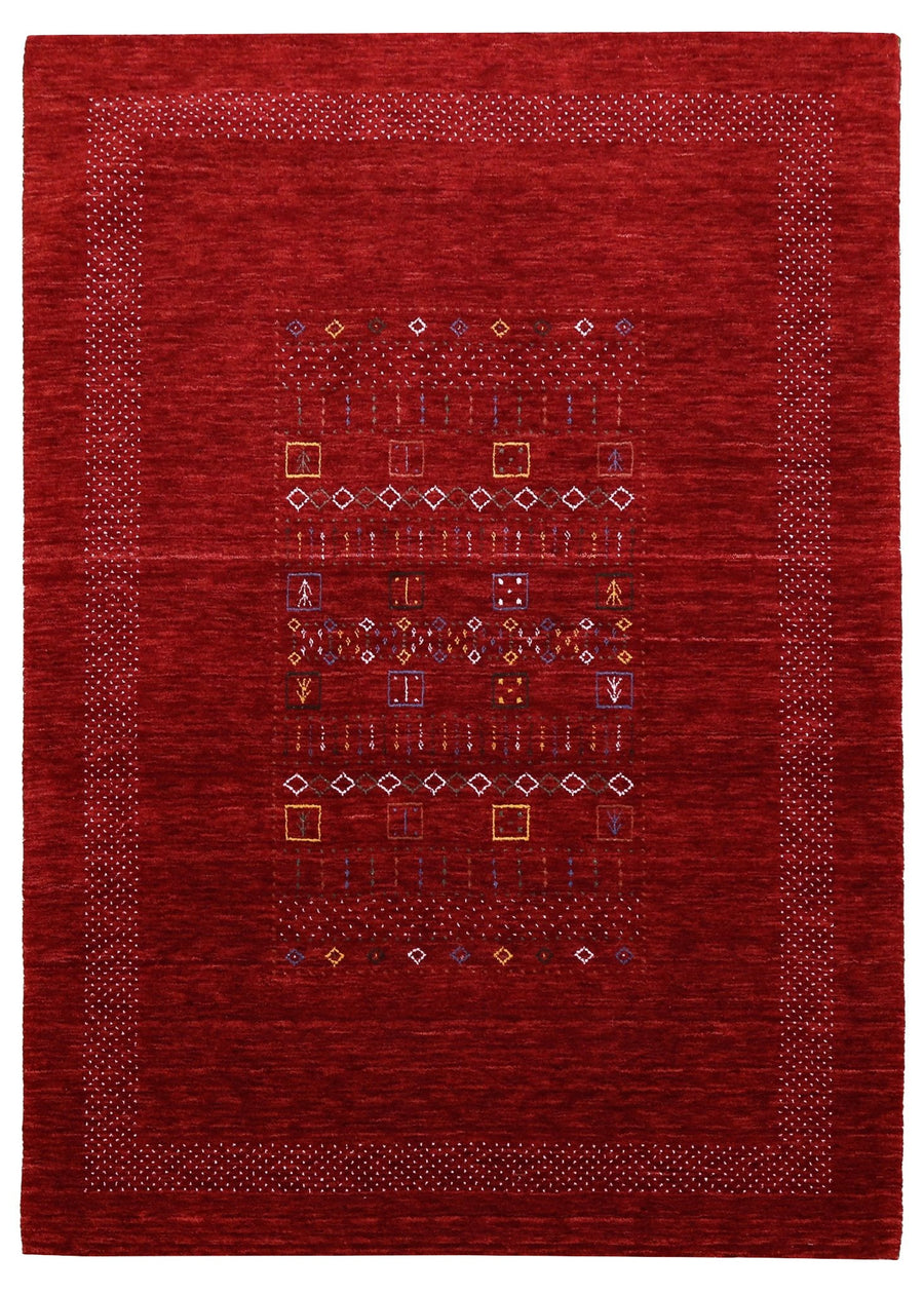 Red Contemporary Center Design Hand Loomed Wool Area Rug - The Rug Decor