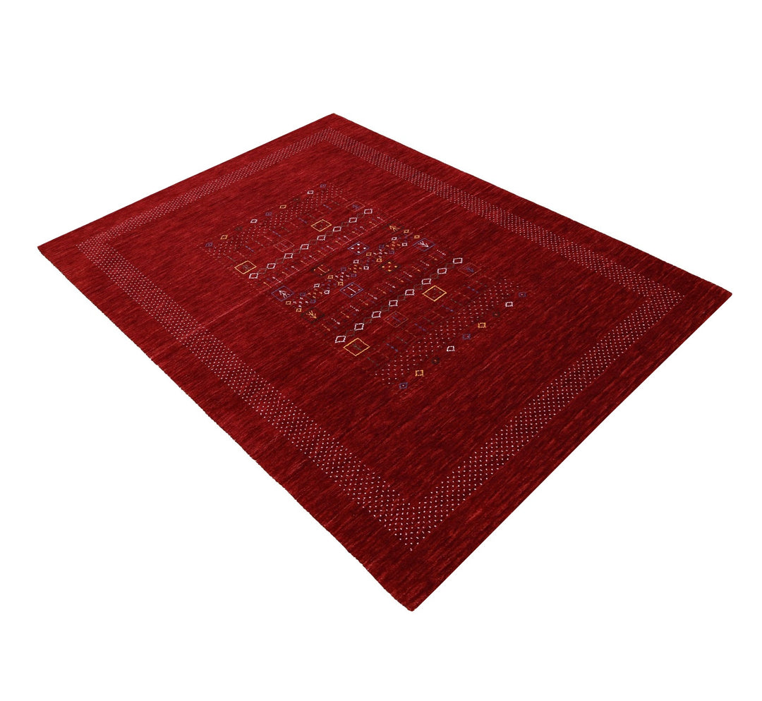Red Contemporary Center Design Hand Loomed Wool Area Rug - The Rug Decor