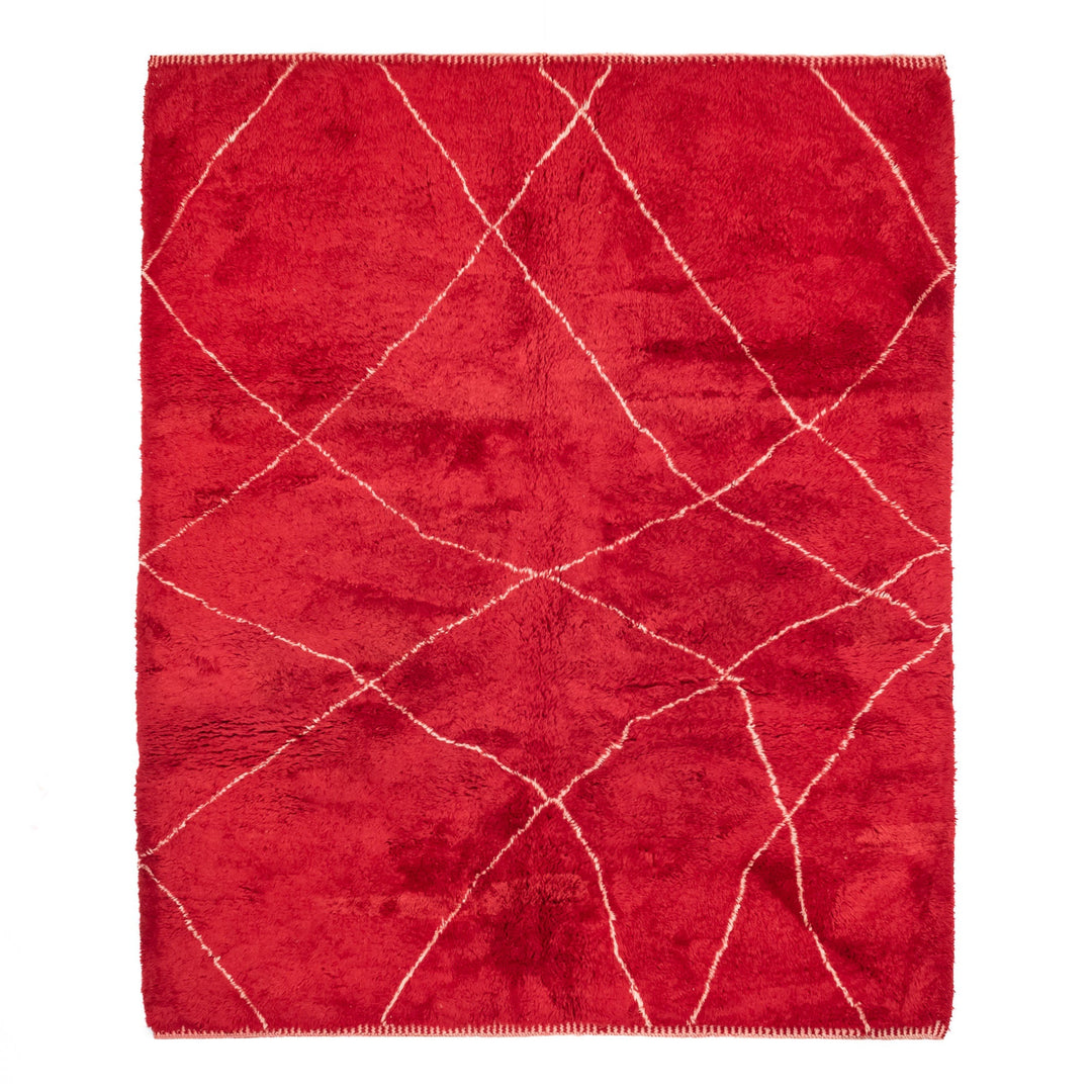 Red Contemporary Moroccan Design Handmade 8x10 Wool Rug - The Rug Decor