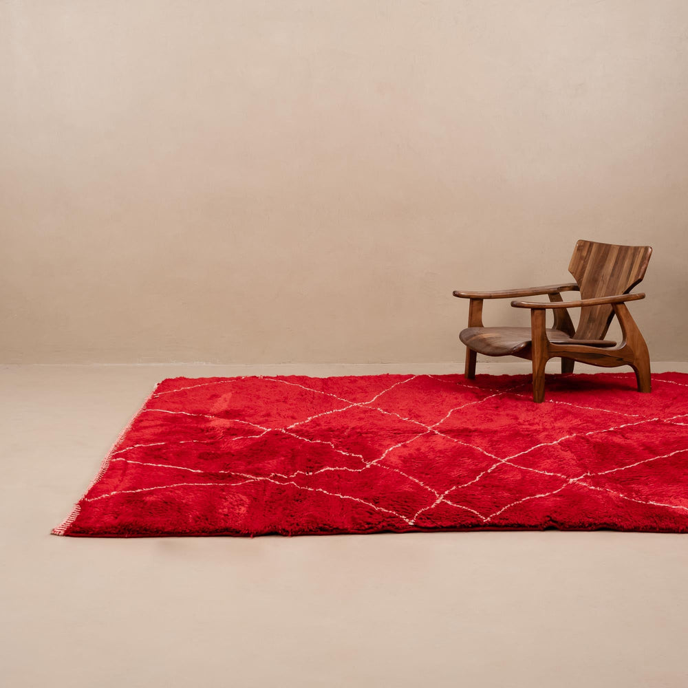 Red Contemporary Moroccan Design Handmade 8x10 Wool Rug - The Rug Decor