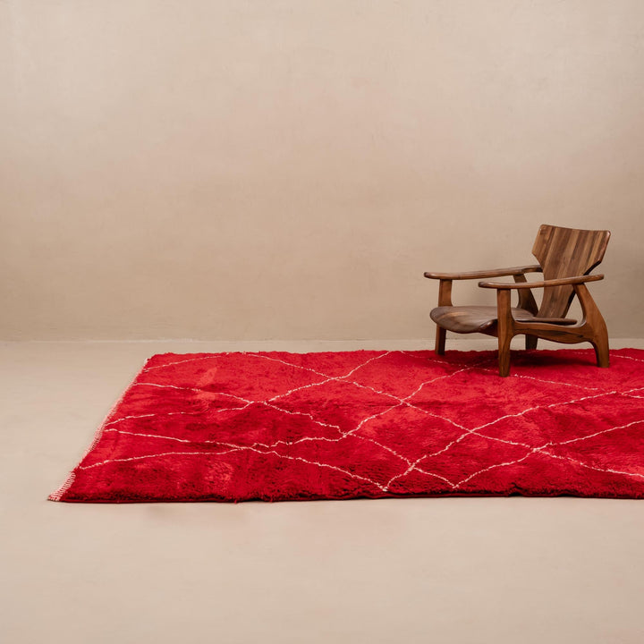 Red Contemporary Moroccan Design Handmade 8x10 Wool Rug - The Rug Decor