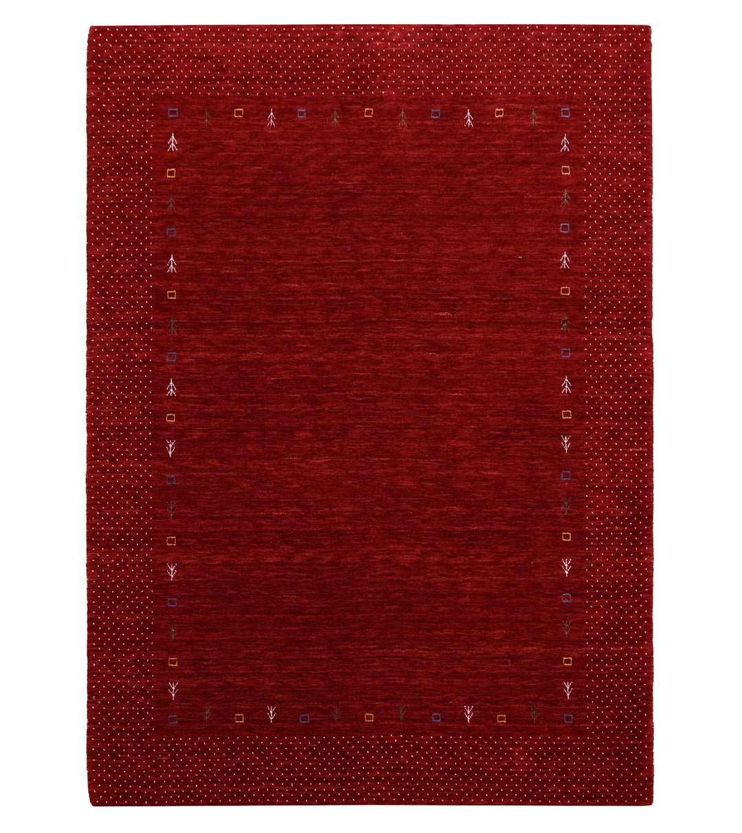 Red Gabbeh Border Design Hand Loomed Wool Area Rug - The Rug Decor