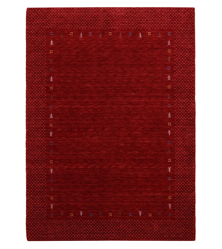 Red Gabbeh Border Design Hand Loomed Wool Area Rug - The Rug Decor