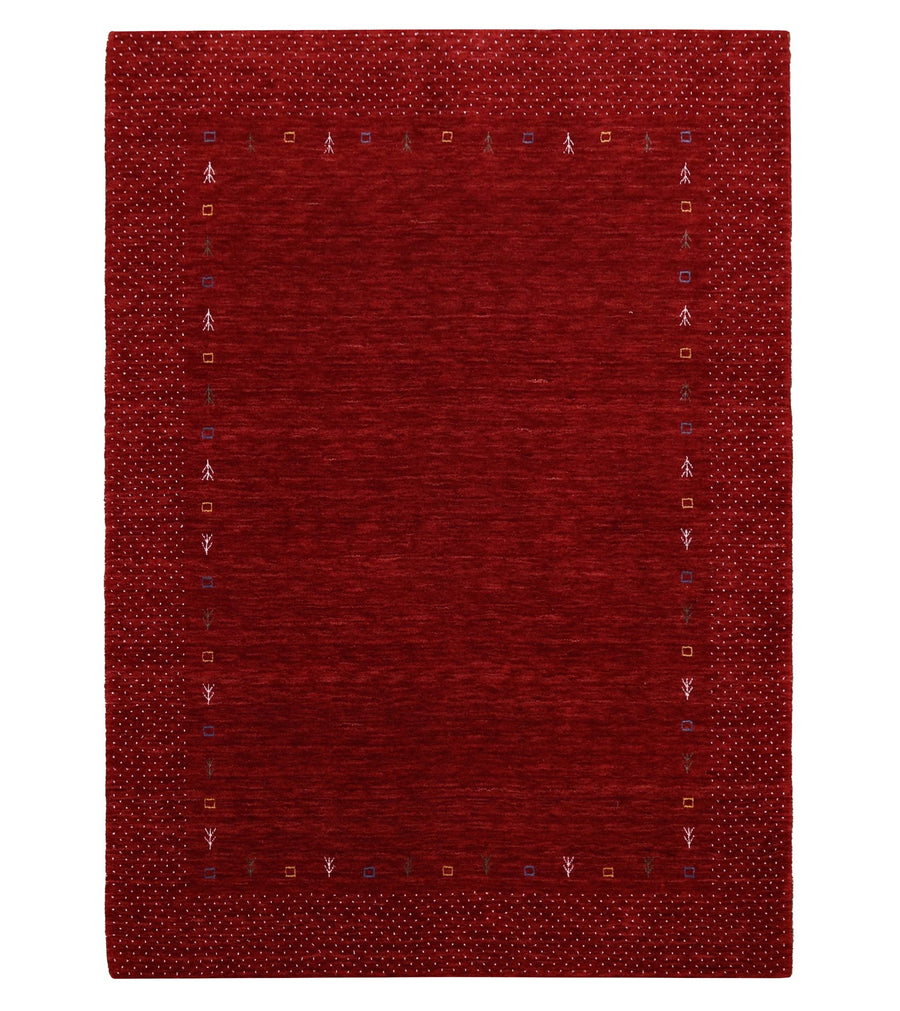Red Gabbeh Border Design Hand Loomed Wool Area Rug - The Rug Decor