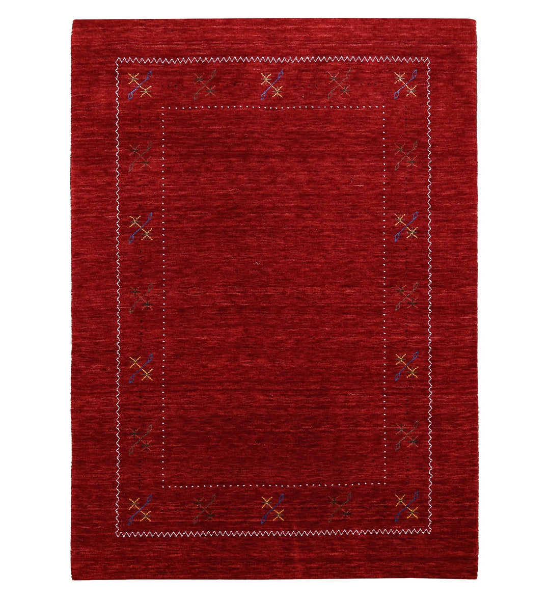 Red Gabbeh Border Design Hand Loomed Wool Area Rug - The Rug Decor