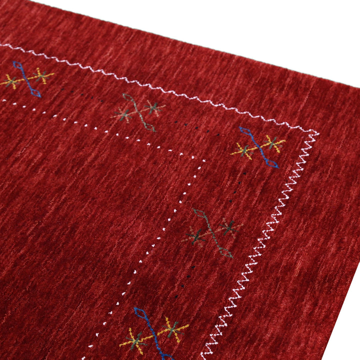 Red Gabbeh Border Design Hand Loomed Wool Area Rug - The Rug Decor
