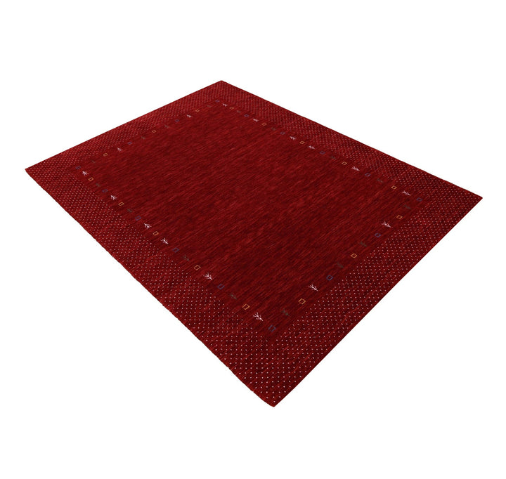 Red Gabbeh Border Design Hand Loomed Wool Area Rug - The Rug Decor