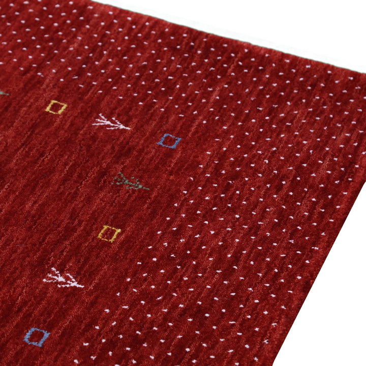 Red Gabbeh Border Design Hand Loomed Wool Area Rug - The Rug Decor