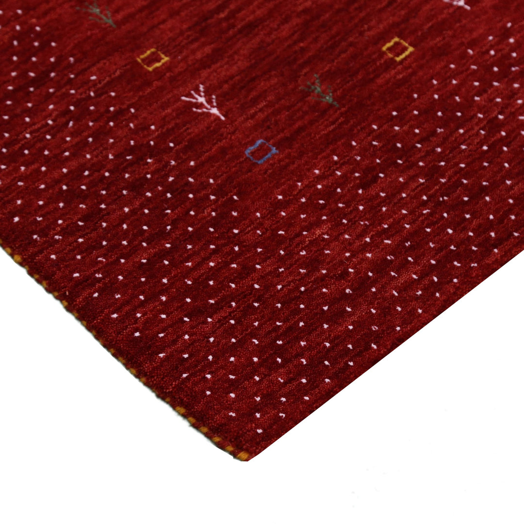 Red Gabbeh Border Design Hand Loomed Wool Area Rug - The Rug Decor