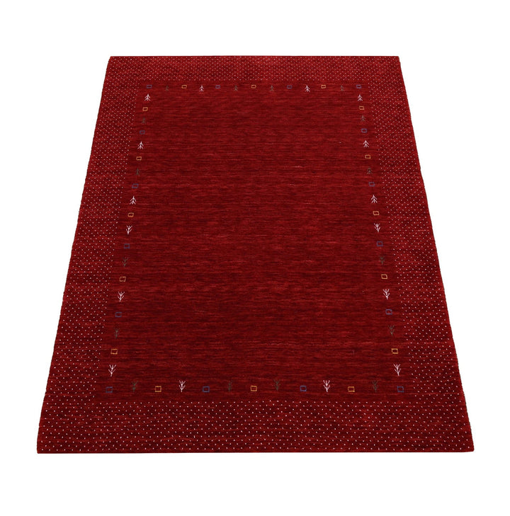 Red Gabbeh Border Design Hand Loomed Wool Area Rug - The Rug Decor