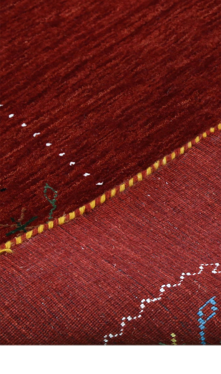 Red Gabbeh Border Design Hand Loomed Wool Area Rug - The Rug Decor