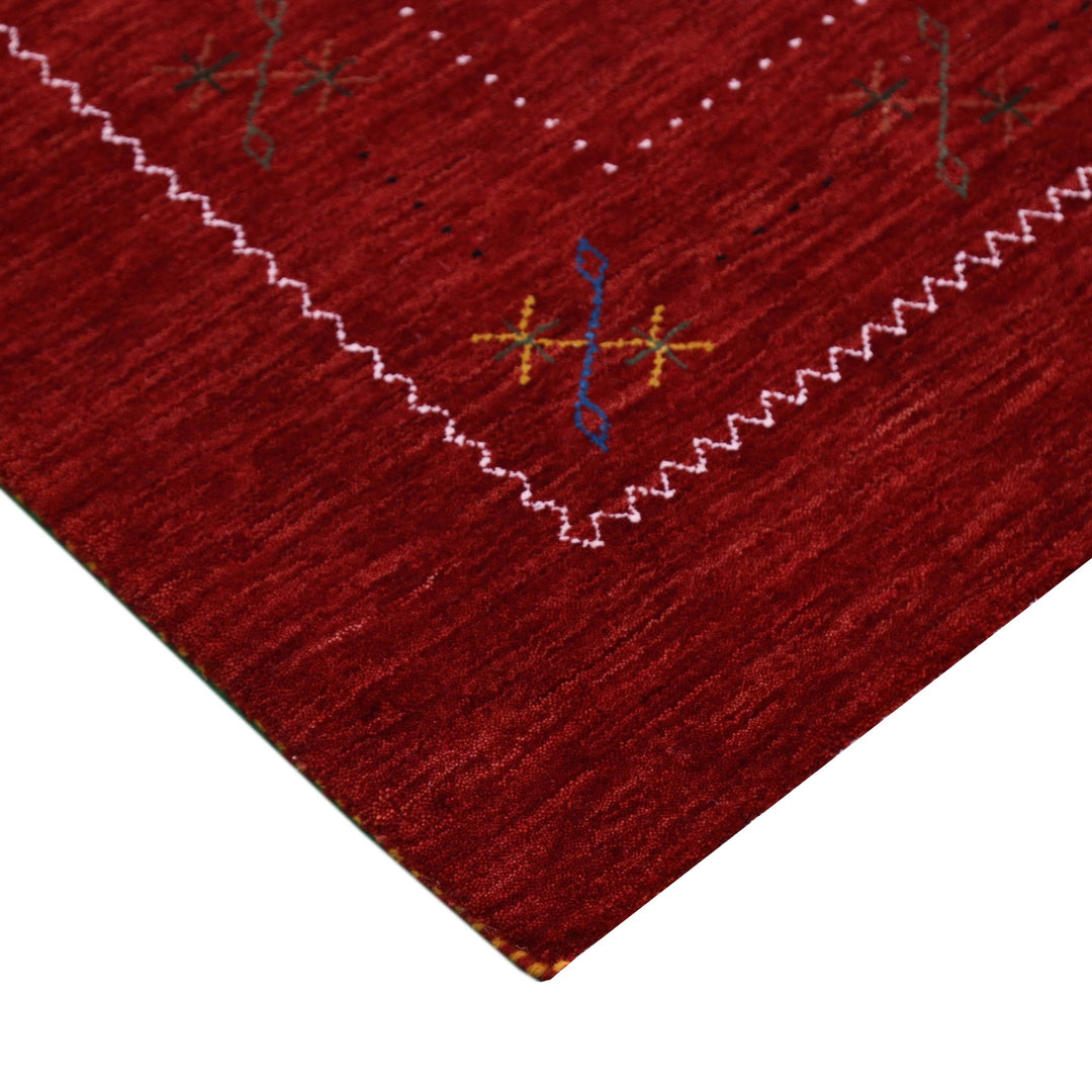 Red Gabbeh Border Design Hand Loomed Wool Area Rug - The Rug Decor