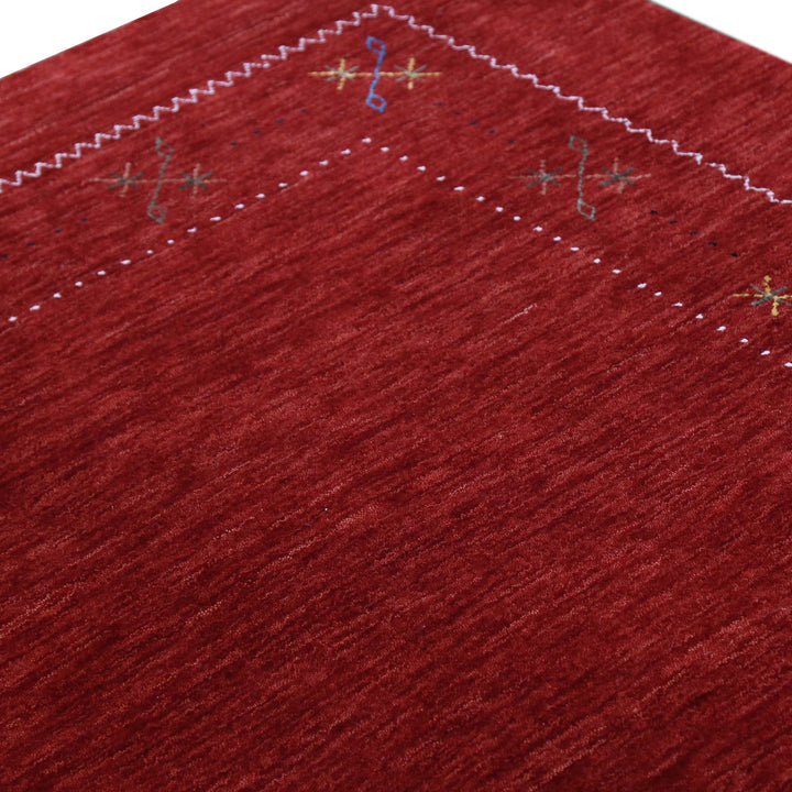 Red Gabbeh Border Design Hand Loomed Wool Area Rug - The Rug Decor