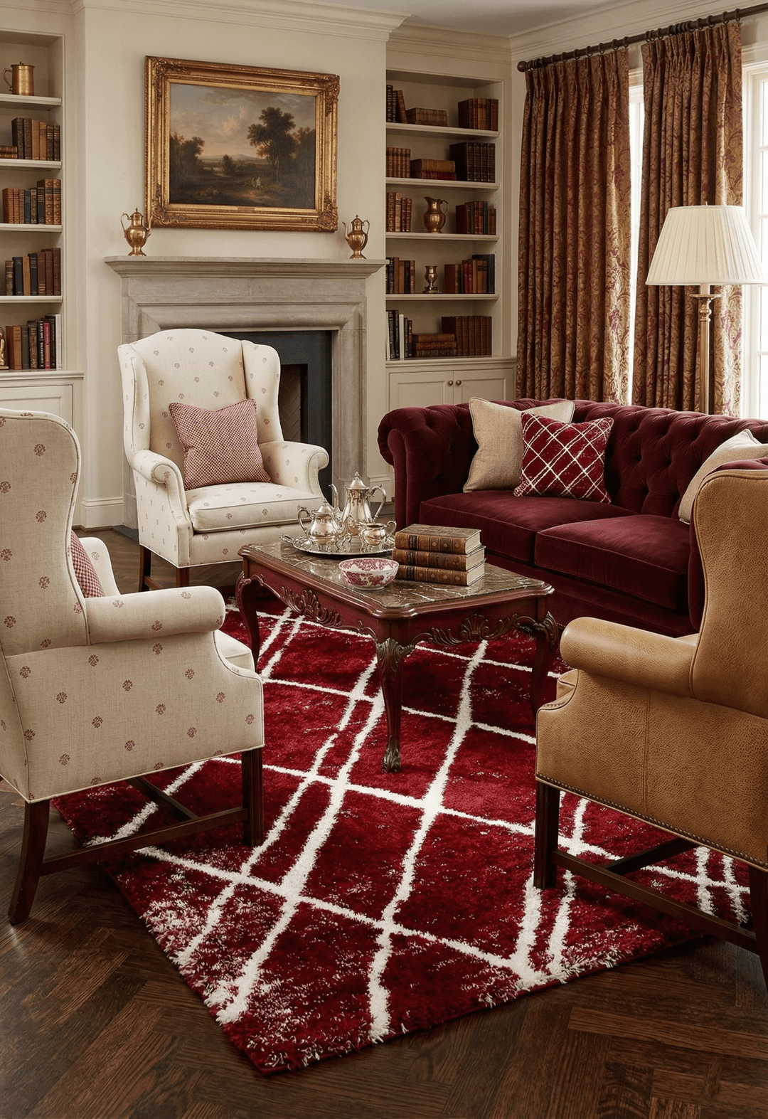 Red Modern Geometrical Design 5x7 Area Rug - The Rug Decor