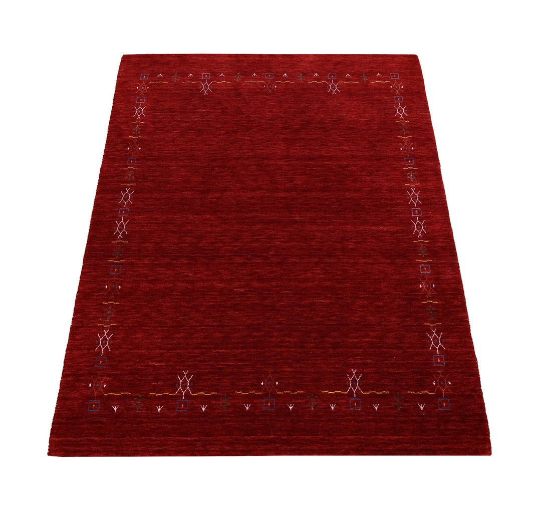 Red Tribal Border Design Hand Loomed Wool Area Rug - The Rug Decor