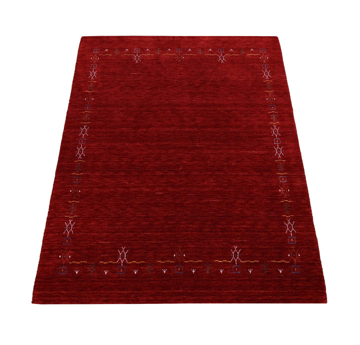 Red Tribal Border Design Hand Loomed Wool Area Rug - The Rug Decor