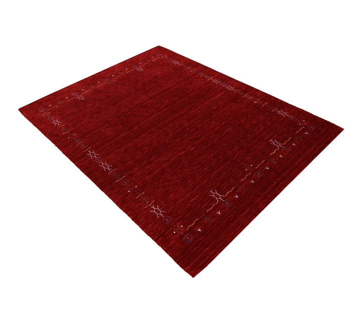 Red Tribal Border Design Hand Loomed Wool Area Rug - The Rug Decor