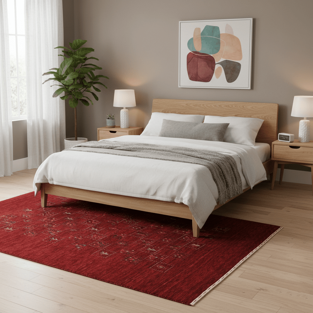 Red Tribal Geometrical Design Wool Area Rug - The Rug Decor