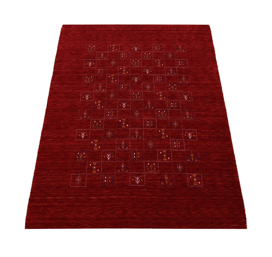 Red Tribal Geometrical Design Wool Area Rug - The Rug Decor