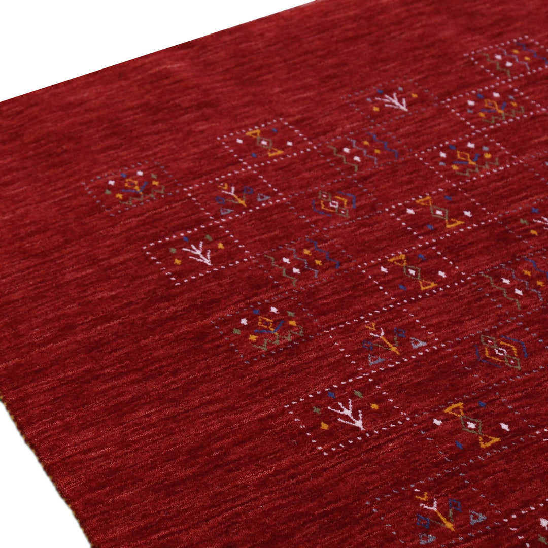 Red Tribal Geometrical Design Wool Area Rug - The Rug Decor