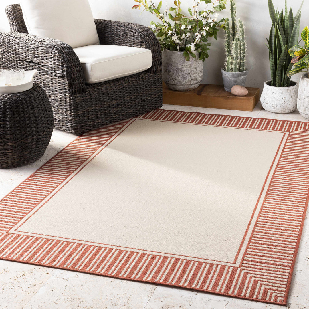 Redby Modern Style Beige And Rust Outdoor Area Rug