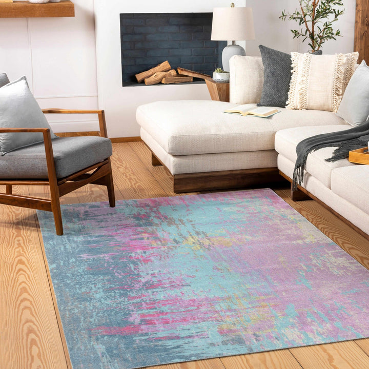 Redland Modern Abstract Design Purple And Teal Area Rug - The Rug Decor