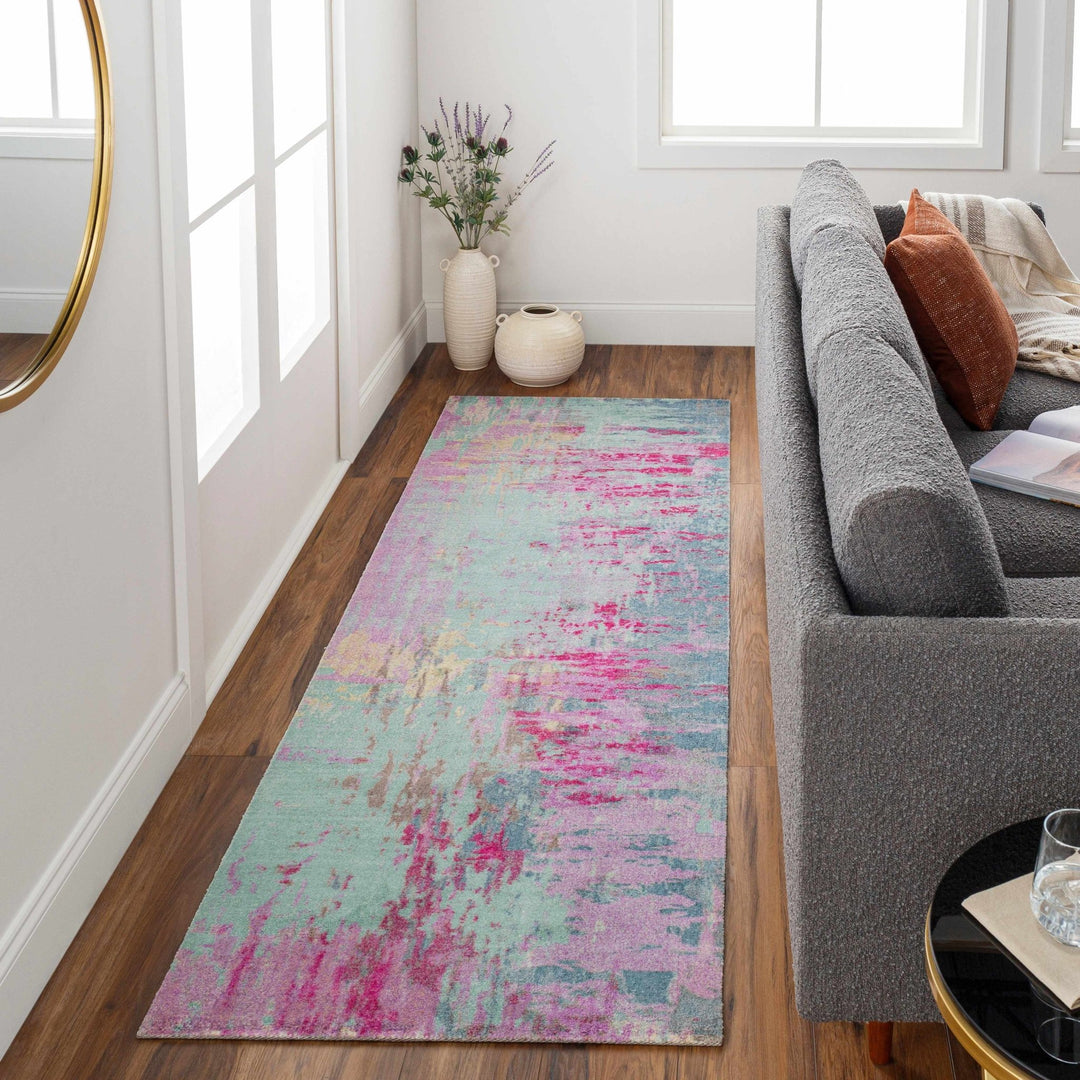 Redland Modern Abstract Design Purple And Teal Area Rug - The Rug Decor