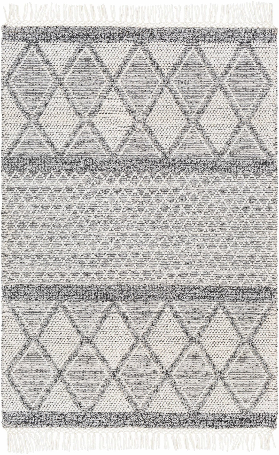 Rehn Bohemian Style Ivory And Black Hand Woven Rug - The Rug Decor
