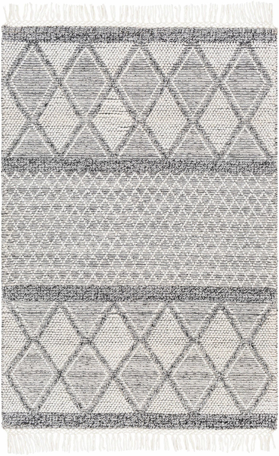 Rehn Bohemian Style Ivory And Black Hand Woven Rug - The Rug Decor