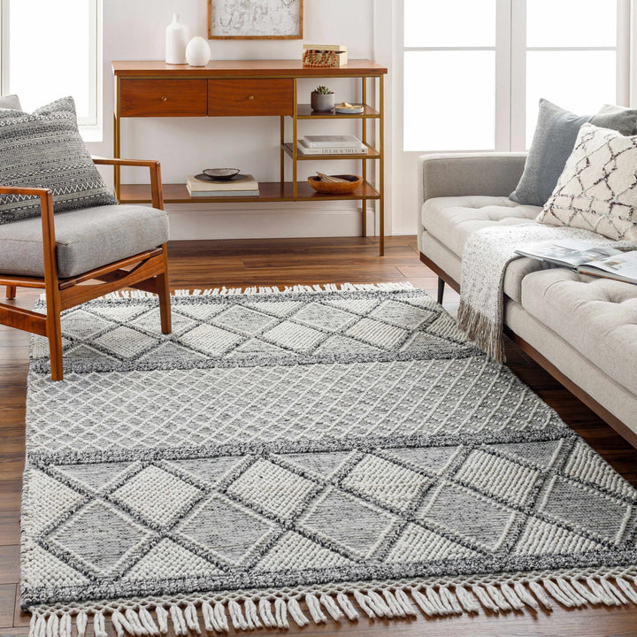 Rehn Bohemian Style Ivory And Black Hand Woven Rug - The Rug Decor