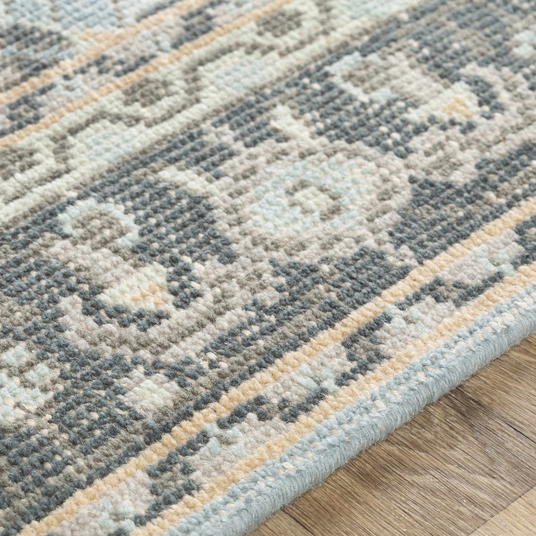 Renfrewshire Hand Knotted Blue And Charcoal Traditional Style Area Rug - The Rug Decor