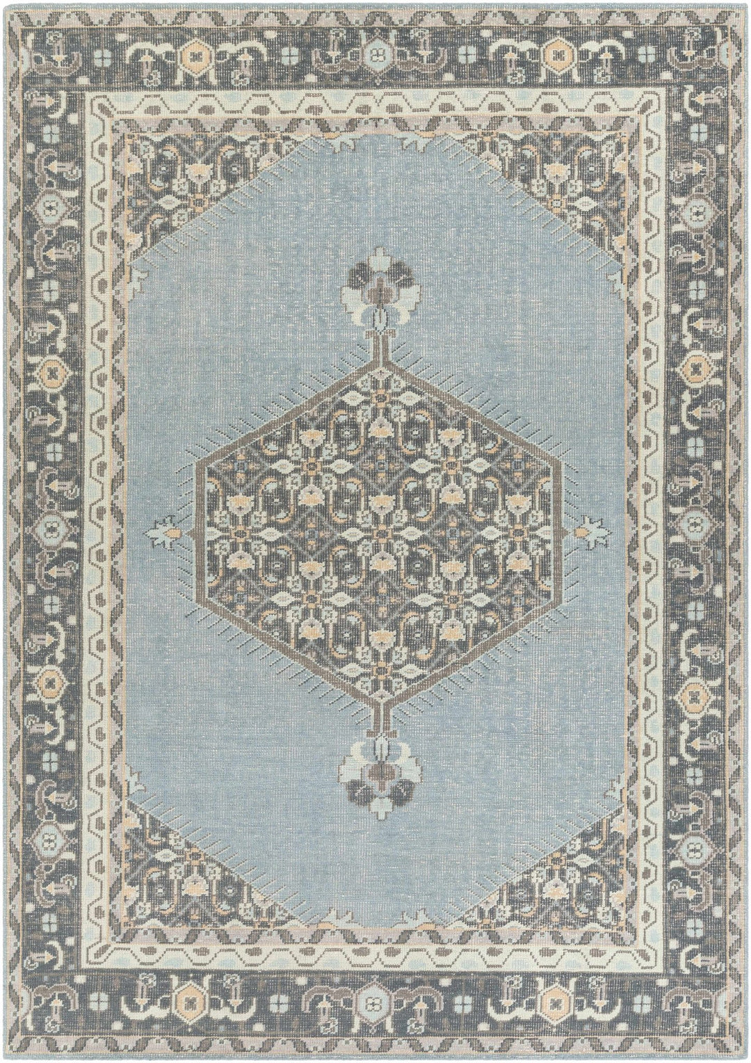 Renfrewshire Hand Knotted Blue And Charcoal Traditional Style Area Rug - The Rug Decor