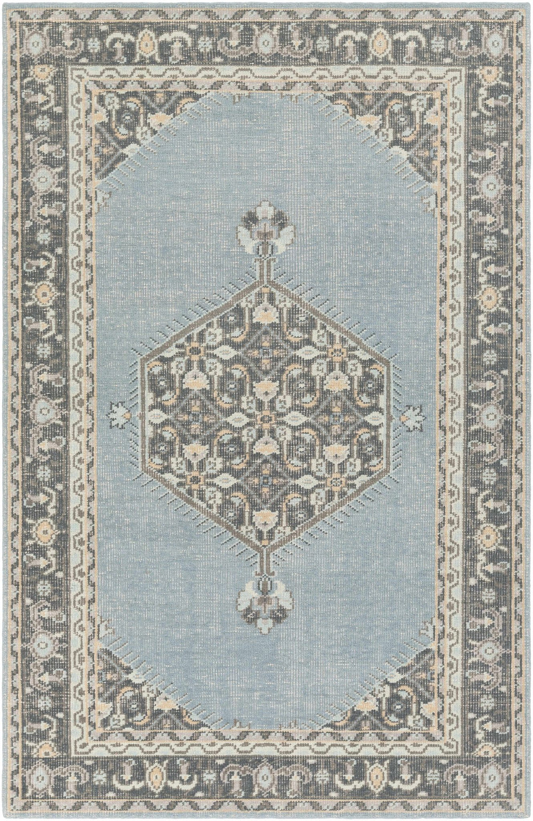 Renfrewshire Hand Knotted Blue And Charcoal Traditional Style Area Rug - The Rug Decor