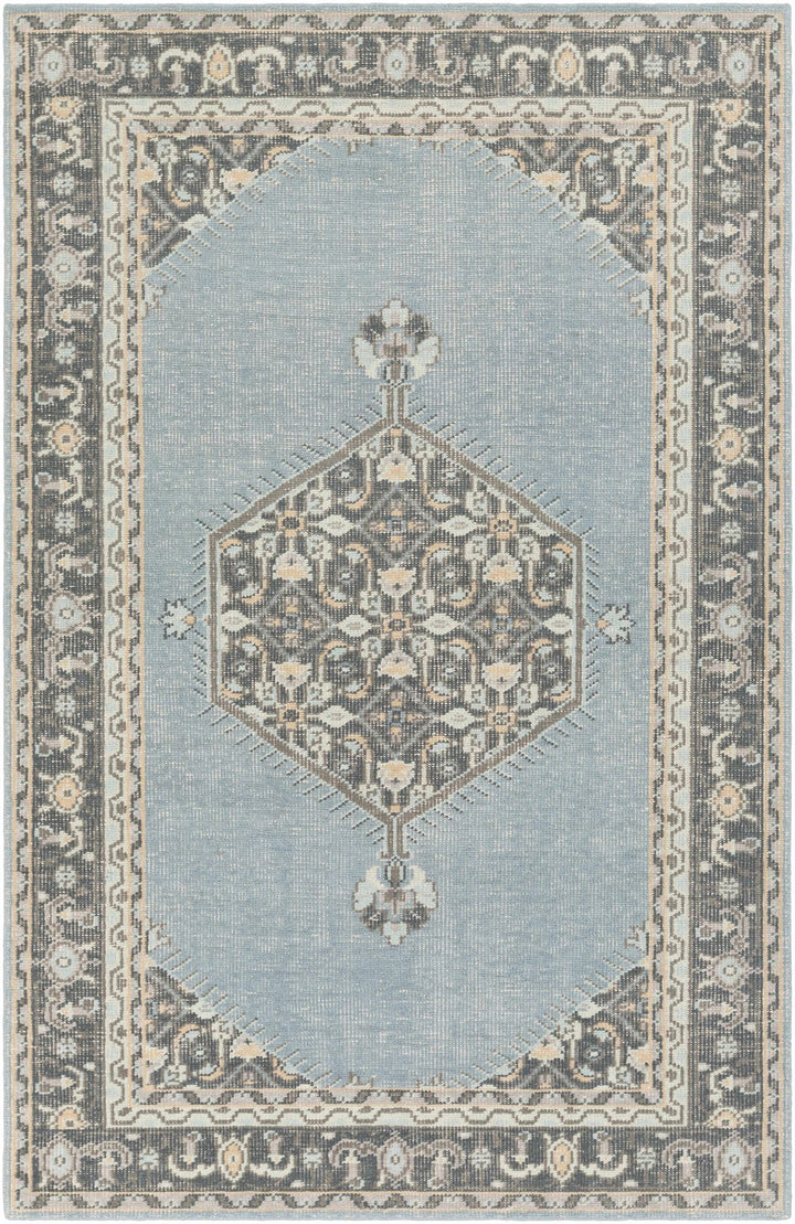 Renfrewshire Hand Knotted Blue And Charcoal Traditional Style Area Rug - The Rug Decor