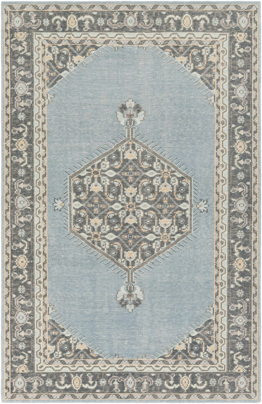 Renfrewshire Hand Knotted Blue And Charcoal Traditional Style Area Rug - The Rug Decor