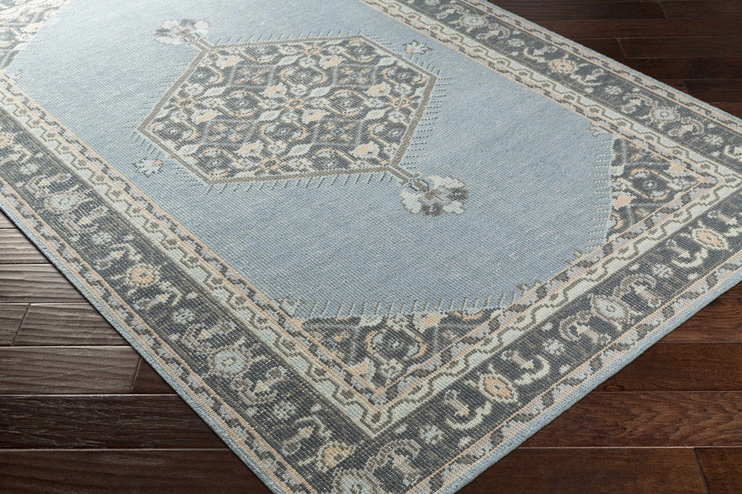 Renfrewshire Hand Knotted Blue And Charcoal Traditional Style Area Rug - The Rug Decor