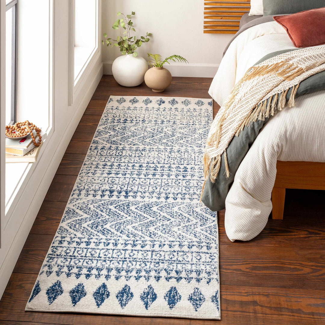 Renick Modern Style Blue And Ivory Area Rug - The Rug Decor