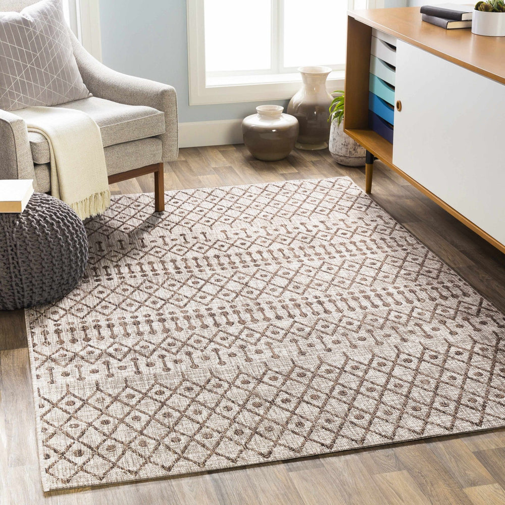 Rennert Beige And Brown Modern Style Outdoor Area Rug - The Rug Decor