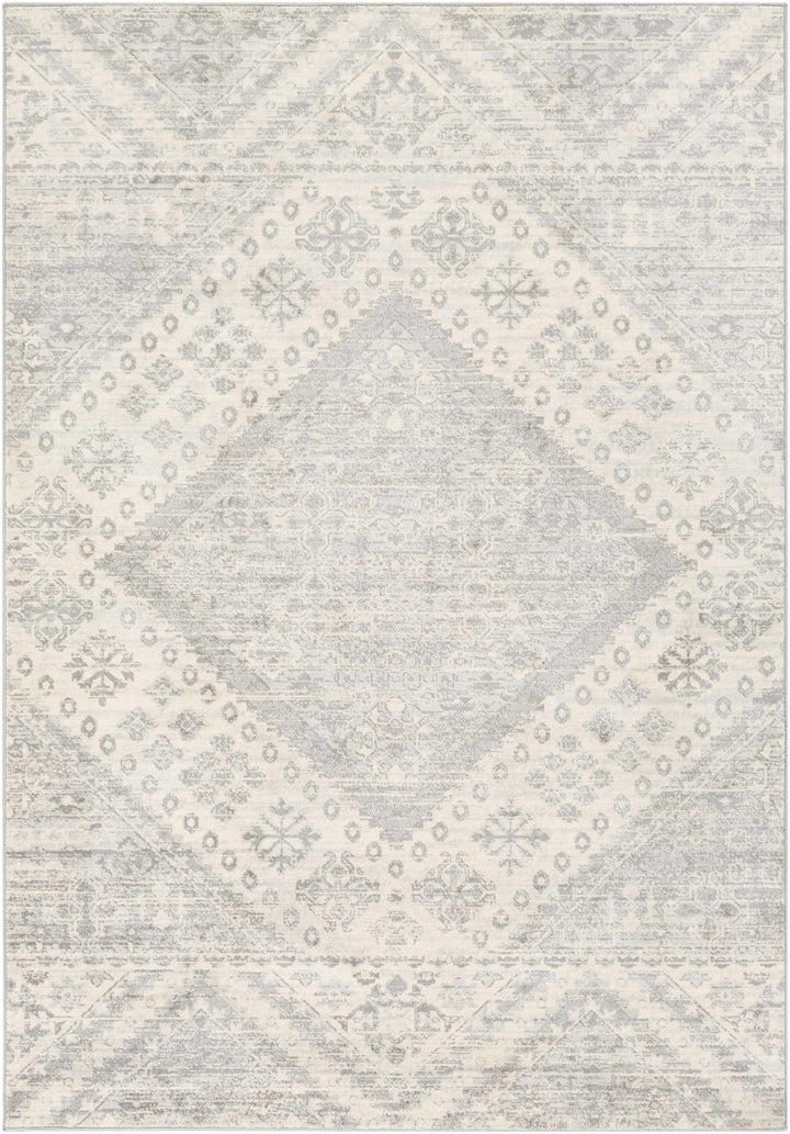 Renton Ivory And Gray Modern Geometrical Area Rug
