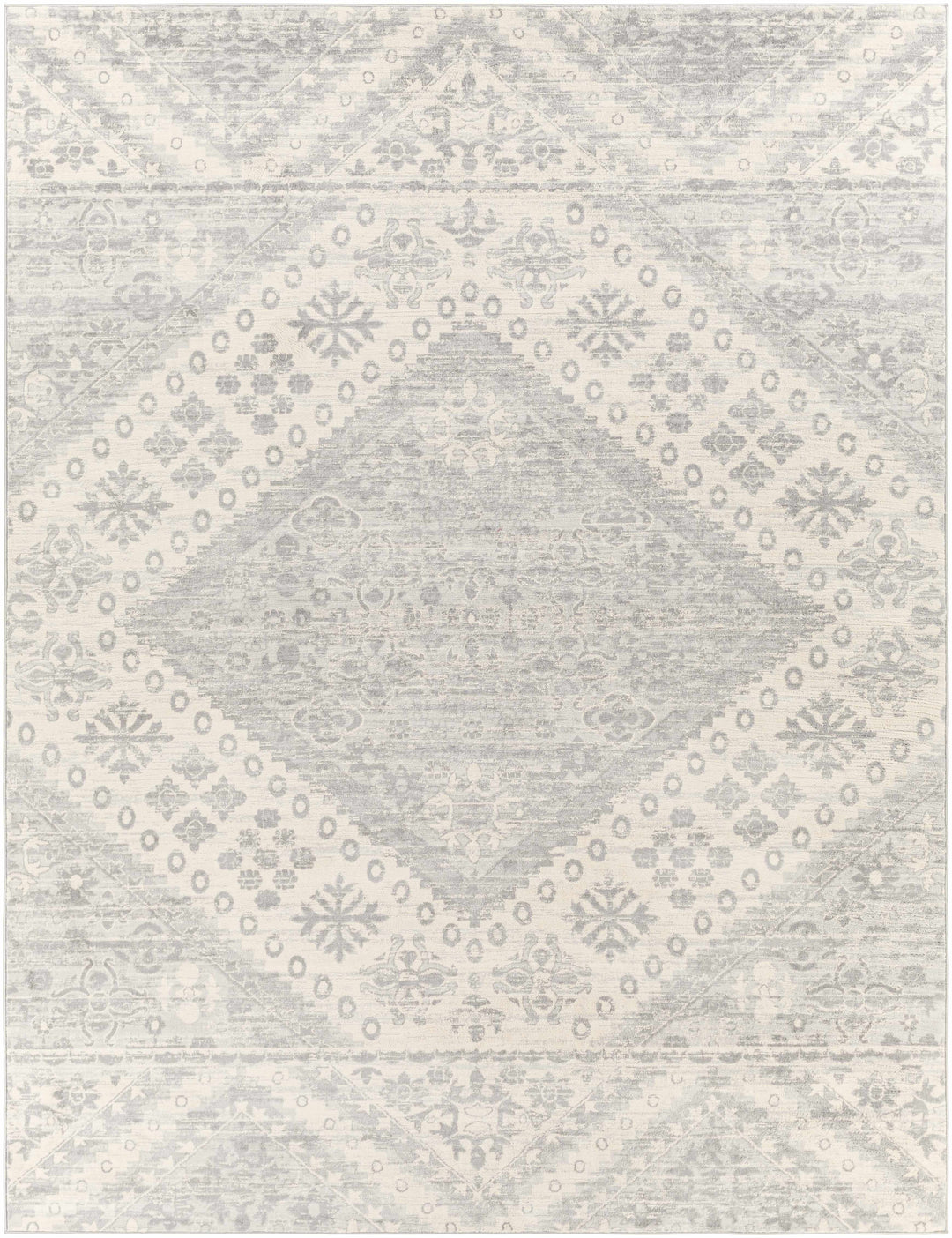 Renton Ivory And Gray Modern Geometrical Area Rug