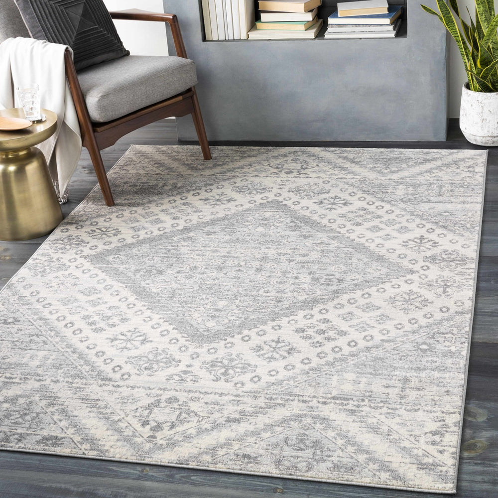 Renton Ivory And Gray Modern Geometrical Area Rug - The Rug Decor