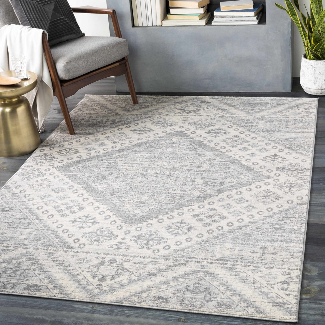 Renton Ivory And Gray Modern Geometrical Area Rug - The Rug Decor