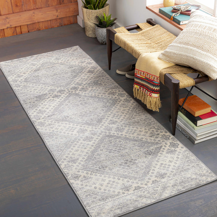 Renton Ivory And Gray Modern Geometrical Area Rug