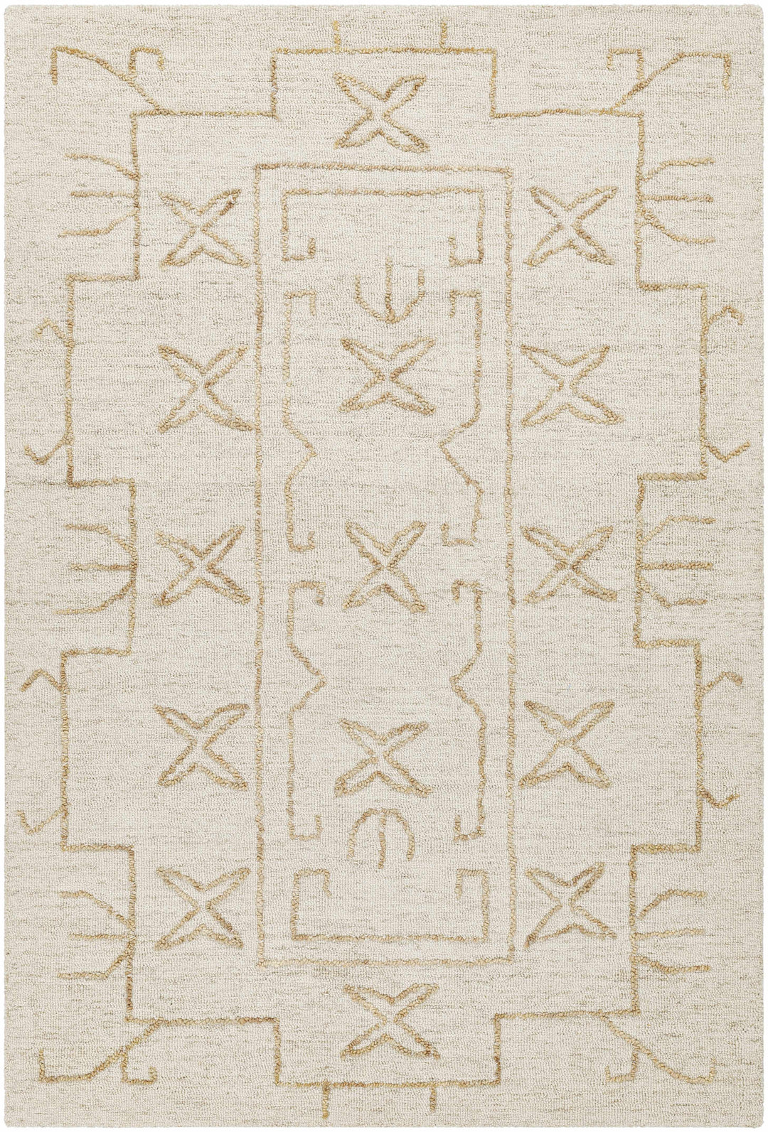 Rider Modern Style Beige And Ivory Hand Tufted Wool Area Rug