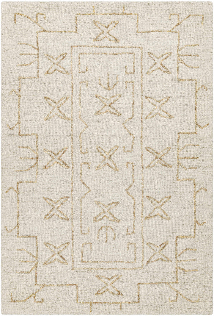 Rider Modern Style Beige And Ivory Hand Tufted Wool Area Rug