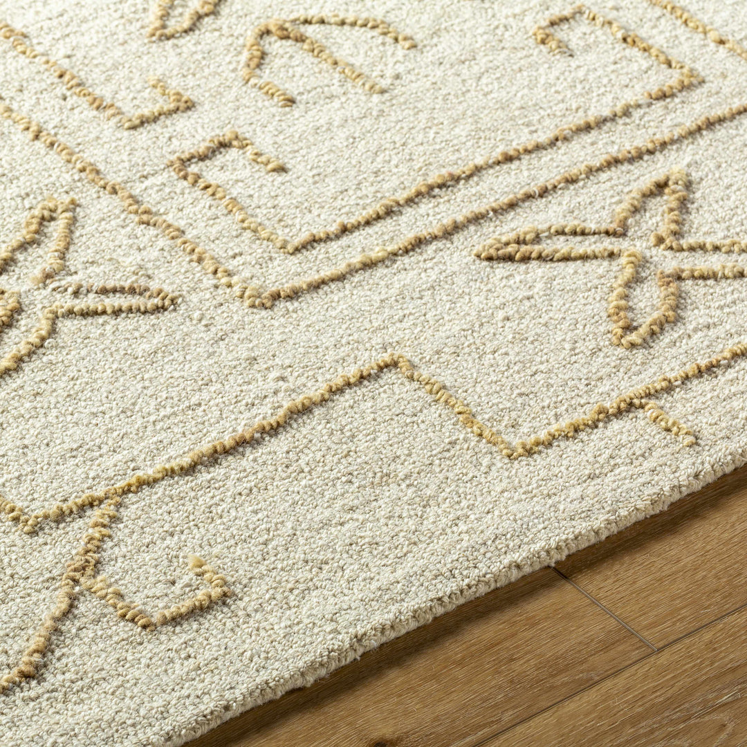 Rider Modern Style Beige And Ivory Hand Tufted Wool Area Rug