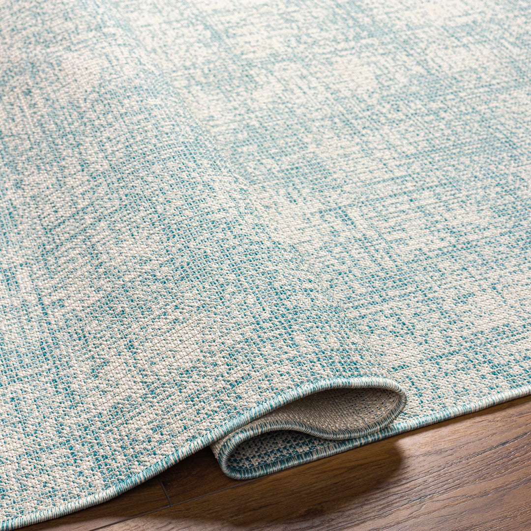 Rhea Contemporary Style Teal And Ivory Rug
