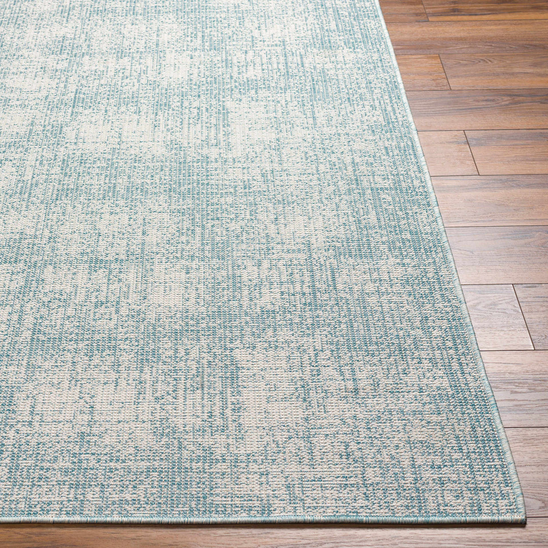 Rhea Contemporary Style Teal And Ivory Rug