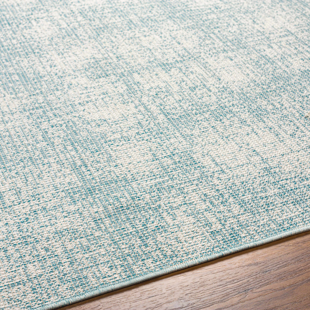 Rhea Contemporary Style Teal And Ivory Rug